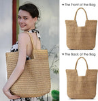 Straw Beach Bags for Women - Summer Woven Tote Bag Shoulder Handbags, Large Beach Bag for Women for Holiday
