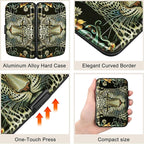 ELFISH Mini RFID Aluminum Wallet Credit Cards Holder Business Card Case Metal ID Case for Men Women(Black Leopard)