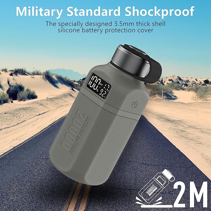 20,000mAh Rugged Power Bank with Fast Charge USB-C PD, IP68 Waterproof Shockproof, Includes 420lm Bright Camping Lantern, Tactical Outdoor Charger for Hiking Camping Survival Emergency（Grey）