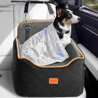 HiPetpy Dog Car Seat 6" Elevated Memory Foam Booster Seat for Small Medium Dogs Under 35 lbs with Pet Blanket, Washable Pet Car Seat with Safety Leash, Anti-Slip Base and Storage Pockets