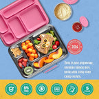 AOHEA Stainless Steel Bento Box Kids, Kids Metal Bento Lunch Box BPA Free Lunch Box Containers 304 Stainless Steel Bento Box for School and Office(Pink)