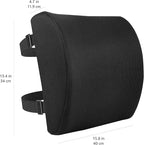 Amazon Basics Rectangular Memory Foam Back Support Cushion for Office Chairs, Non-Slip Base for Long Sitting, Black