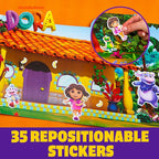 Dora Puffy Sticker Playset, 35 Reusable Stickers and 2 Play Scenes, Fun Kids Activities, Toddler Toys, Road Trip Essentials, Gifts for 4 Year Old Girl, Mess Free Airplane Toy