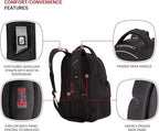 SwissGear 3258 Laptop Backpack, Fits Most 17 Inch Laptops, Secure Computer Sleeve for Travel, Work, School, Men's and Women's - Black