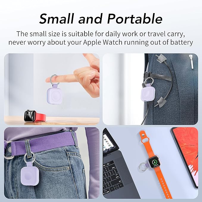 Portable Travel Charger for Apple Watch Series 8,Wireless iWatch Charger 1200mAh Power Bank with Charging Cable, Purse Keychain Smart Chargers for Apple Watch Series 11/10/9/8/7/6/SE/5/4/3/2/1/UItra