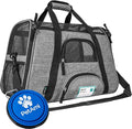 PetAmi Airline Approved Pet Carrier for Cats & Small Dogs, Soft Sided TSA Travel Carrier Bag Sherpa Bed, Breathable Mesh Ventilation, Collapsible Bowl, Fit Under Seat, Up to 18 lbs, Small Heather Gray