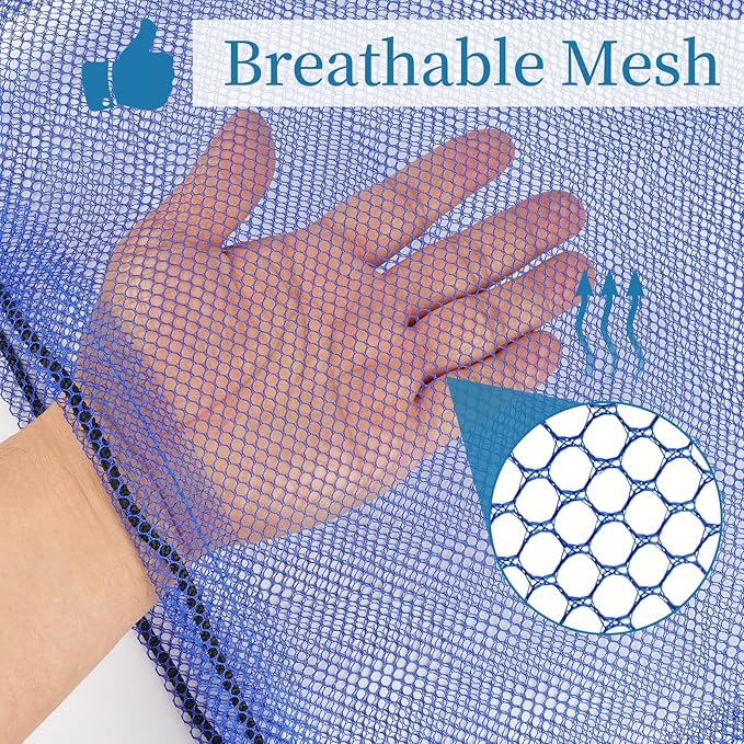 6PCS Blue Mesh Bag Drawstring, 23 x 47 Inch Net Bag with Lock, Multipurpose Storage Bags for Gym, Laundry, Balls, Beach and Toys