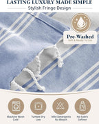 LANE LINEN Turkish Beach Towels, 2 Pack Extra Large Beach Towel, Pre-Washed for Soft Feel, Oversized Sand Free Quick-Dry Pool Towel, Beach Towels for Adults, 39"x71" - Forever Blue