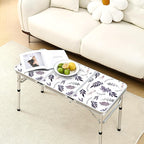 Yriuat Folding Camping Table 3ft Portable Pinic Table Adjustable Height Small Card Table Aluminum Foldable Lightweight with Carry Handle for Outdoor Indoor Hiking Camp BBQ Beach (Misty Lilac)