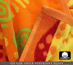 COTTON CRAFT Oversized Beach Towels - 2 Pack XXL 35x84 - The Big Kahuna 7 Foot Extra Large Beach Blanket Towel - Big & Tall - 100% Cotton Jacquard Velour Soft Luxury Towel - Sunshine Orange Yellow