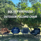 Bolosy Oversized Camping Chair Portable Folding Camping Chairs with Side Pocket Cup Holder and Carry Bag Heavy Duty Outdoor Camping Chairs for Adults, Fishing, Sports, Trip, Support 500lbs, Blue