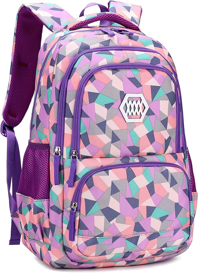 Bansusu Geometric Print Kids Backpack for Girls Boys School Bag Bookbags
