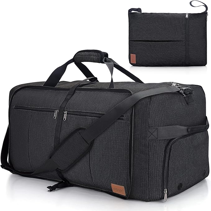 100L Travel Duffle Bag for Men, Urtala 32” Large Duffle Bag for Traveling with Shoe Compartment, Foldable Travel Duffel Bag Weekender Bag Gym Bag for Men Women Waterproof & Tear Resistant (Black)