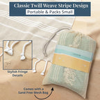 LANE LINEN Picnic Blankets - Turkish Beach Blanket Sandproof with Lightweight Quick Dry Design, 82"x82", Beach Summer Vacation Essentials for Relaxing, Park Outings or Yoga Mat – Beige