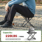 Camping Stool Pocket Chair, Lightweight Portable Stool with Shoulder Strap, Capacity 220lbs for Adults Outdoor Hiking Fishing Travel-Large Grey