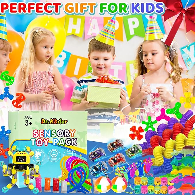 110PC Fidget Toys Bulk for Adult Kids Age 5-7, 8-12, Sensory Autism Travel Must Have ADHD Autistic Figette Classroom Treasure Prize Box School Must Have Stress Anxiety Easter Basket Stuffers Gifts