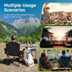 ALPHA CAMP Camping Chairs 250LBS Capacity, Heavy Duty Folding Chair with 4-Can Cooler Bag, Portable Outdoor Chair with Cup Holder for Adults, Collapsible for Tailgating, Beach, Fishing,Black,2PC