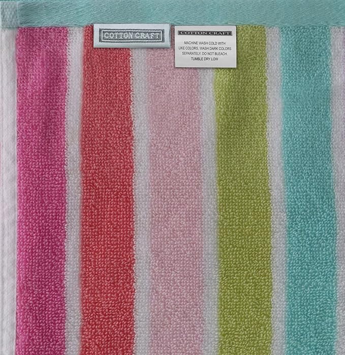 COTTON CRAFT Hooded Beach Towel - Oversized XXL 35x84 Towel with Hood for Adults - The Big Kahuna 7 Foot Beach Blanket Towel - Big & Tall Soft 100% Cotton Velour - Pool Bath Wrap - Pink Multi