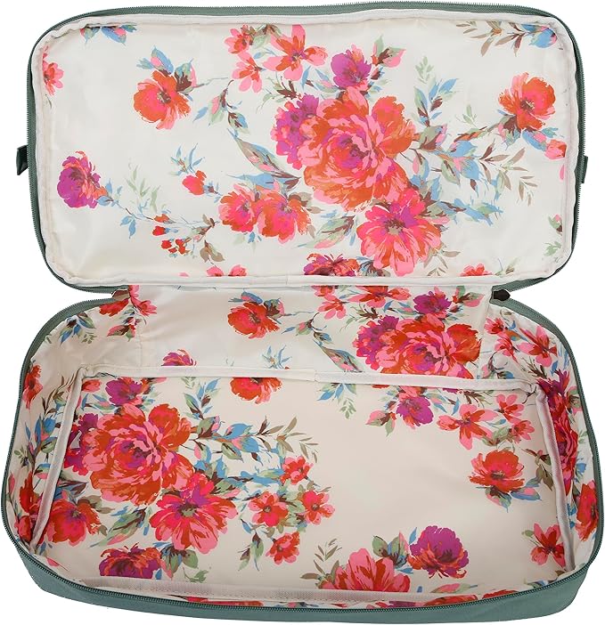 Jessica Simpson Countryside 3-Piece Set (21", Tote & Weekender) Expandable 8-Wheel Spinner Large Checked Luggage Suitcase, Chinois Green
