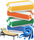 Genovega 4 Packs Oversized Stripe Beach Towel Thin Set for Women Men in Absorbent Big Extra Large XL Clearance Travel Family Toweling Accessories Essentials Adults Gift