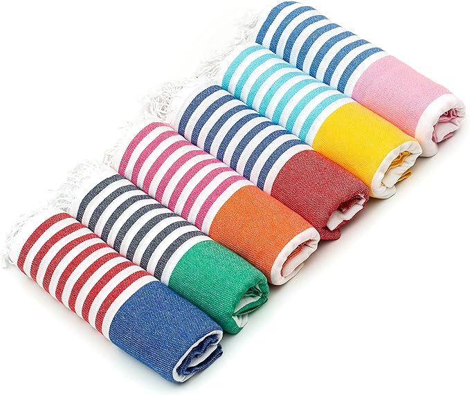 HAVLULAND 6-Packs Turkish Beach Towel Oversized 72"x40", 100% Turkish Cotton, Quick Drying Bath, Pool & Beach Towels - Sand Free, Extra Large, Ultra Soft, Compact & Lightweight for Travel