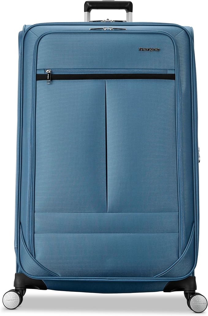 Samsonite 2-PC Soft-Sided 21/29” (Carry-On & Large Checked), Lightweight Expandable Element Luggage Set with 2 Front & 1 Side Pocket, Four Spinner Wheels, Adjustable Handle, Durable- Captains Blue