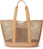 KALIDI Upgrade Version Beach Mesh Tote Bag MAX 27L Large capacity,Shoulder Bag Nylon Hobo Women Casual Foldable Beach Picnic