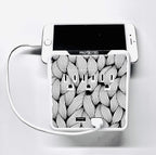 Glamsockets Decorative Wall Mount Surge Protector with 3 Outlets, Dual USB Charging Ports and Phone Holder - USB Charging Center/Multi Function Wall Tap (Abstract Vines)
