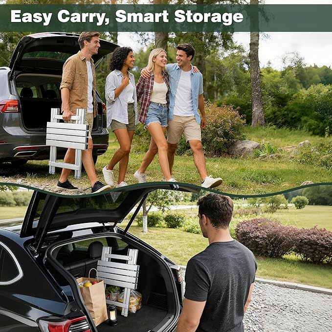 SUNNYFEEL Folding Camping Table - Lightweight Aluminum Portable Picnic Table, 18.5x18.5x24.5 Inch for Cooking, Beach, Hiking, Travel, Fishing, BBQ, Indoor Outdoor Small Foldable Camp Tables
