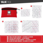 Thrive Fabric Adhesive Bandages Variety Pack - Zipper Pouch for Travel First Aid Kit - Waterproof & Latex-Free for Camping First Aid Kit - Multi-Size Strips for Medkit - Pack of 305, Red
