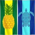 Genovega 2 Packs Oversized Terry Beach Towel 36 x 72 in Soft Extra Large Long Pool Swim Towels Clearance XL Big Travel Blanket Must Haves Vacation Essentials for Adult Yellow Pineapple