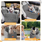 HiPetpy Dog Car Seat 6" Elevated Memory Foam Booster Seat for Small Medium Dogs Under 35 lbs with Pet Blanket, Washable Pet Car Seat with Safety Leash, Anti-Slip Base and Storage Pockets