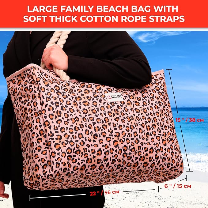 Beach Bag and Pool Bag Has Cooler Pocket, 7 Pockets Total, Zip Top. Family Size Waterproof Beach Tote