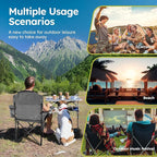 ALPHA CAMP Camping Chairs 250LBS Capacity, Heavy Duty Folding Chair with 4-Can Cooler Bag, Portable Outdoor Chair with Cup Holder for Adults, Collapsible for Tailgating, Beach, Fishing,Black,2PC