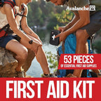 Avalanche 53 Pieces First Aid Kit, Compact Emergency Supplies Kit for Home, School, Car, Travel, Sports or Camping in Hard Shell Foam Case, Portable Mini First Aid Kit, Black