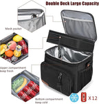 MIYCOO Lunch Bag & Lunch Box for Men Women Double Deck - Leakproof Insulated Soft Large Adult Lunch Cooler Bag for Work, (Black Zipper Pull, 15L)