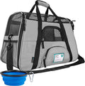 PetAmi Airline Approved Pet Carrier for Cats & Small Dogs, Soft Sided TSA Travel Carrier Bag with Sherpa Bed, Breathable Mesh Ventilation, Collapsible Bowl, Fits Under Seat, Up to 18 lbs, Small Gray