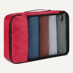 Amazon Essentials 4-Piece Packing Cubes Travel Accessories Set, Luggage Organizer with Double Zipper, Mesh Top, Space-Saving, 2 Medium/2 Large, Red (Previously Amazon Basics)