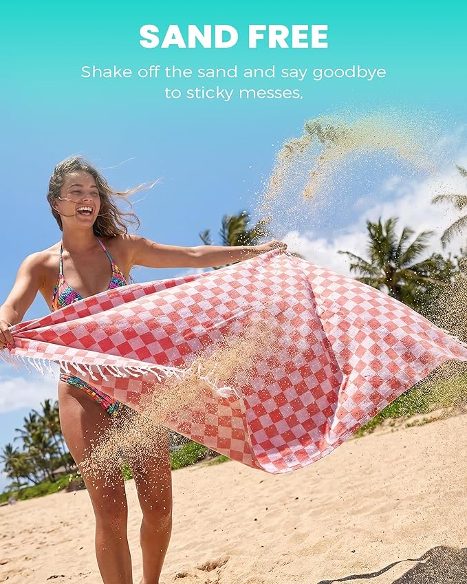 6 Packs Turkish Beach Towels Vacation Essentials Quick Dry Sand Free Oversized Bath Pool Swim Towel Extra Large XL Blanket Adult Travel Cruise Must Haves Clearance Stuff Necessities Accessories