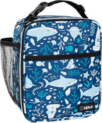 opux Premium Insulated Lunch Box, Soft School Lunch Bag for Kids Boys Girls, Leakproof Small Lunch Pail Men Women Work, Reusable Compact Cooler Tote Lunchbox for Office, Blue Shark