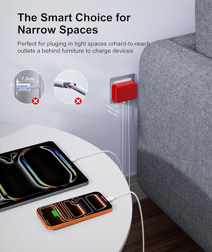 Fast Charger Block, GaN 6 Port USB C Charging Station Hub Cube, 100W Multiport Type C Wall Charger Power Strip Plug with PD 3.0+QC for iPhone 16 15 14 13 12 1 Pro Max XR XS 8 7, Samsung, iPad, Table