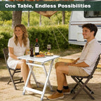 SUNNYFEEL Folding Camping Table - Lightweight Aluminum Portable Picnic Table, 18.5x18.5x24.5 Inch for Cooking, Beach, Hiking, Travel, Fishing, BBQ, Indoor Outdoor Small Foldable Camp Tables