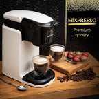 Mixpresso White Single Serve Coffee Maker for K Capsule, Compact Mini Coffee Maker 800 Watt Coffee Machine for Pods or Ground, Fast Brew, Auto Shut Off, 12 Oz Brew Size for Travel, Office, RV and Dorm