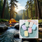 50Pcs Blue Portable Soap Sheets,Water Soluble Hand Washing Bath Scented Paper Camping Soap and Shampoo for Outdoor,Camping Hiking Mini Portable Travel Paper Sheets Disposable Personal Care