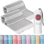 2 Pack Turkish Beach Towels Quick Dry Sand Free Soft Absorbent Extra Large Xl Big Blanket Adult Oversized Bath Pool Swim Towel Lightweight Thin Fast Drying Compact No Sand Packable Vacation Essentials