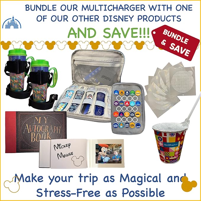 MultiCharger for MagicBand+, MagicBand + & Magic Band Compatible with FuelRod and Other External Battery. Disney World Accessories for Trip to Disneyland or Cruise (USB-A, 2-Pack)