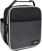 opux Premium Insulated Lunch Box, Soft School Lunch Bag for Kids Boys Girls, Leakproof Small Lunch Pail Men Women Work, Reusable Compact Cooler Tote Lunchbox for Office Adult, Grey
