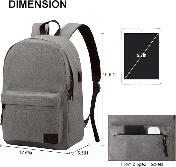 SUPACOOL Casual Laptop Backpack for Men and Women, Backpack for College, USB Charging Port, Lightweight Back Pack