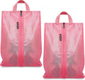 Bagail Shoe Bags for Travel,2 Set Shoe Bag for Storage in Closet,Transparent Shoe Packing Organizers with YKK Zipper (L 17"x10"x5", Coral 2pcs)