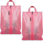 Bagail Shoe Bags for Travel,2 Set Shoe Bag for Storage in Closet,Transparent Shoe Packing Organizers with YKK Zipper (L 17"x10"x5", Coral 2pcs)